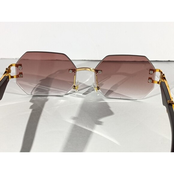 Luxury Rimless Sunglasses Women's Brown Tint - Picture 8 of 9
